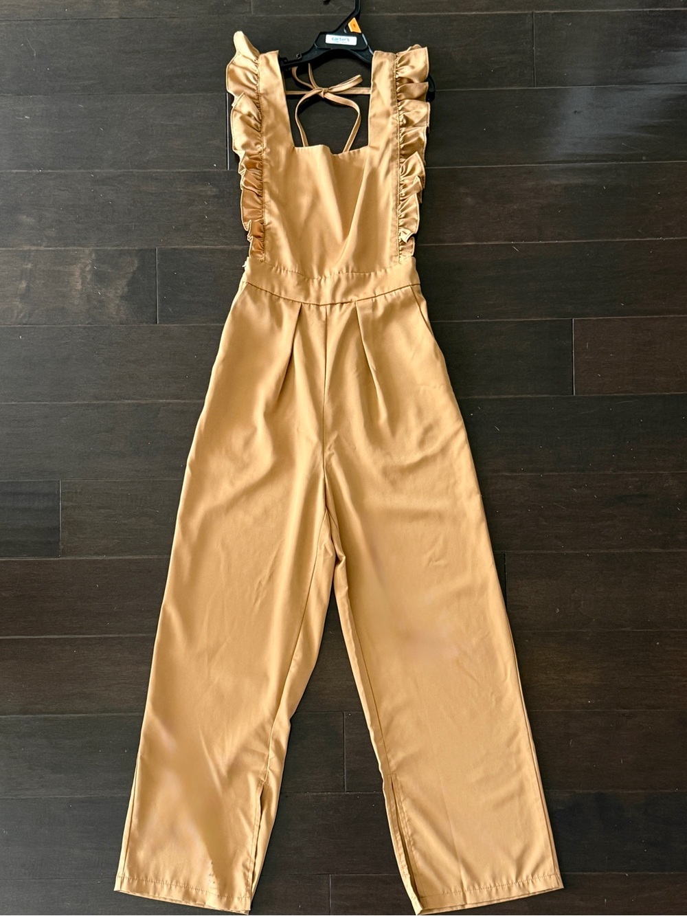 Ruffled Strap Wide-Leg Jumpsuit - Camel